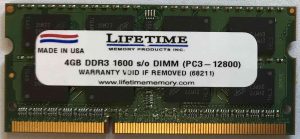 4GB DDR3 1600 s/o DIMM Lifetime