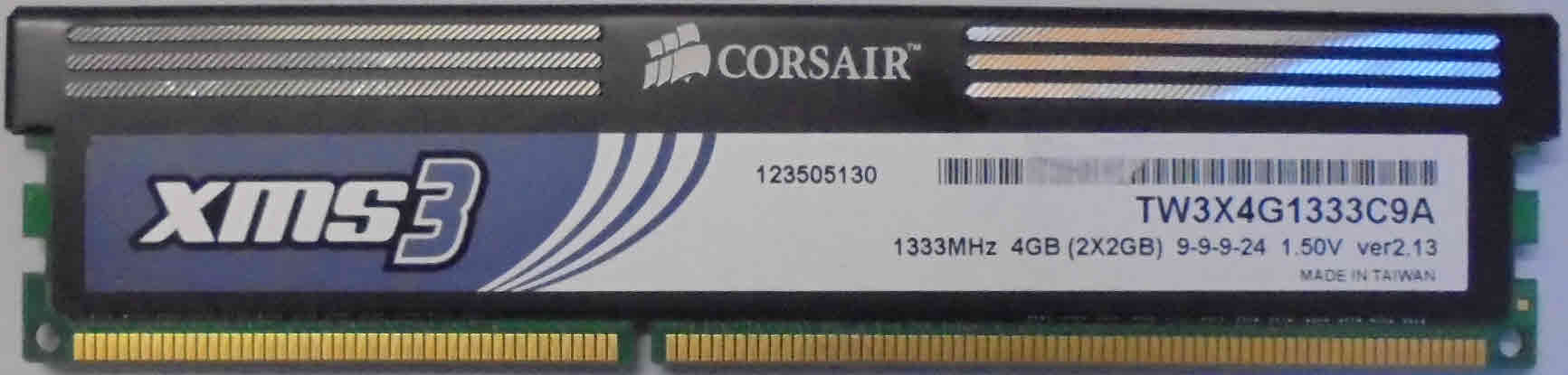 2GB 2Rx8 PC3-10600U-9 Corsair xms3
