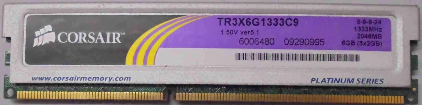 2GB 2Rx8 PC3-10600U Corsair Platinum