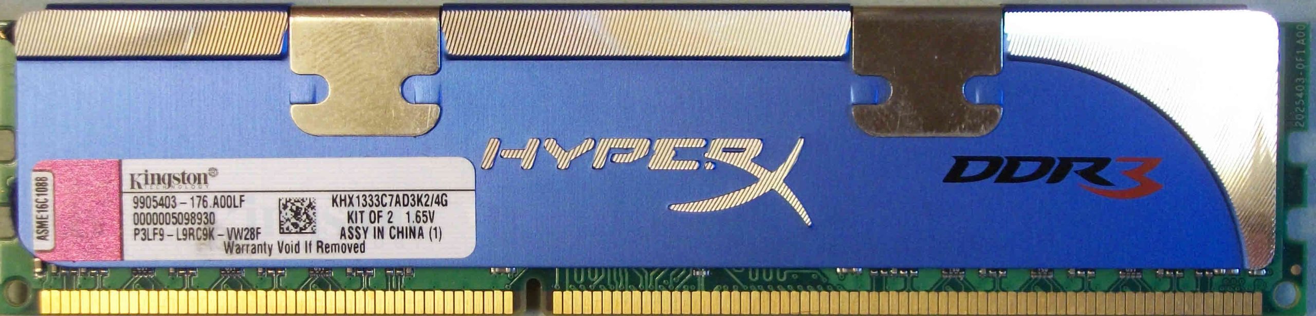 2GB 2Rx8 PC3-10600U Kingston HyperX