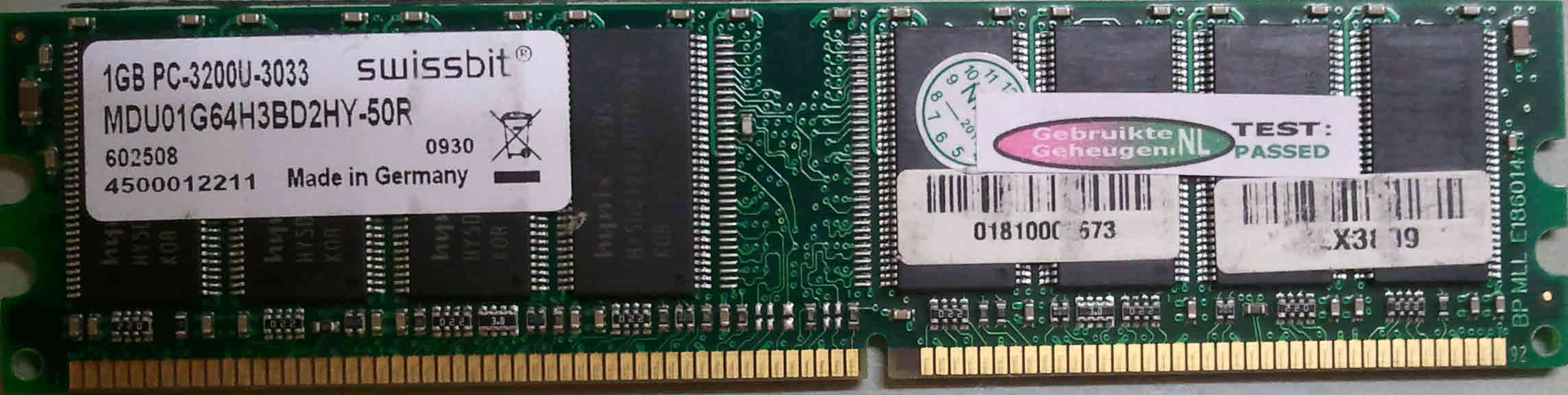 Swissbit 1GB PC3200U 400MHz 184pins