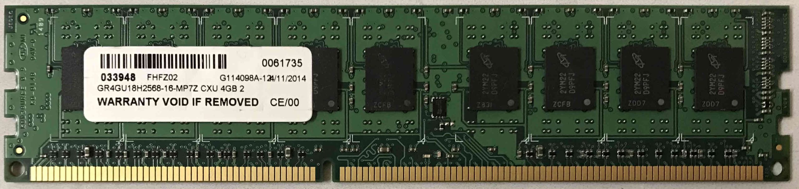 4GB 2Rx8 PC3-12800E GoRAM