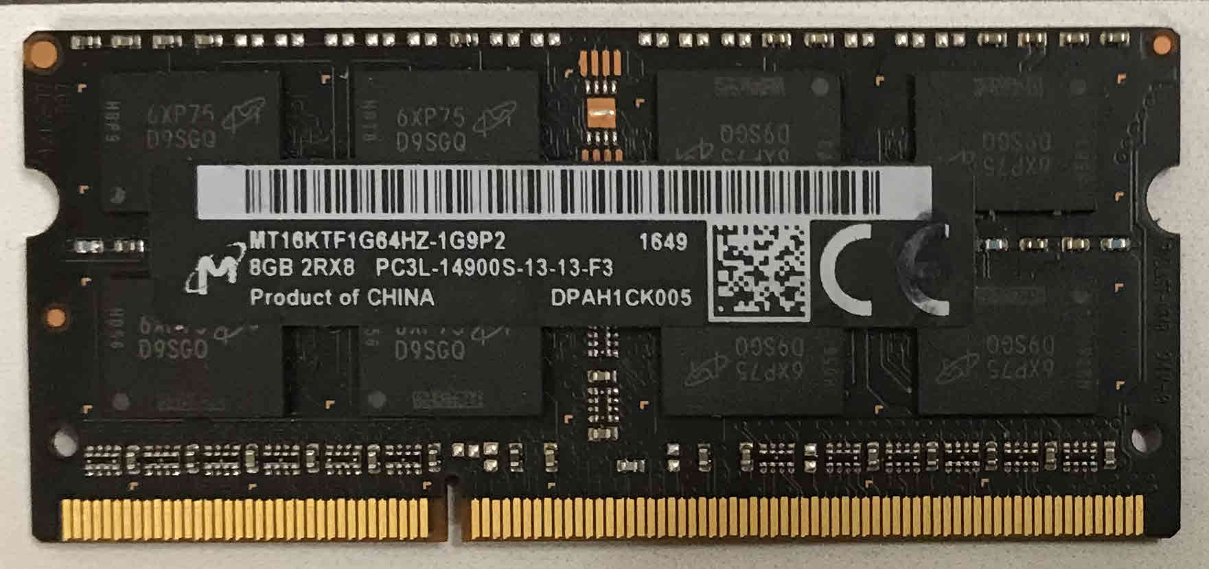 8GB 2Rx8 PC3L-14900S-13-10-F3 Micron