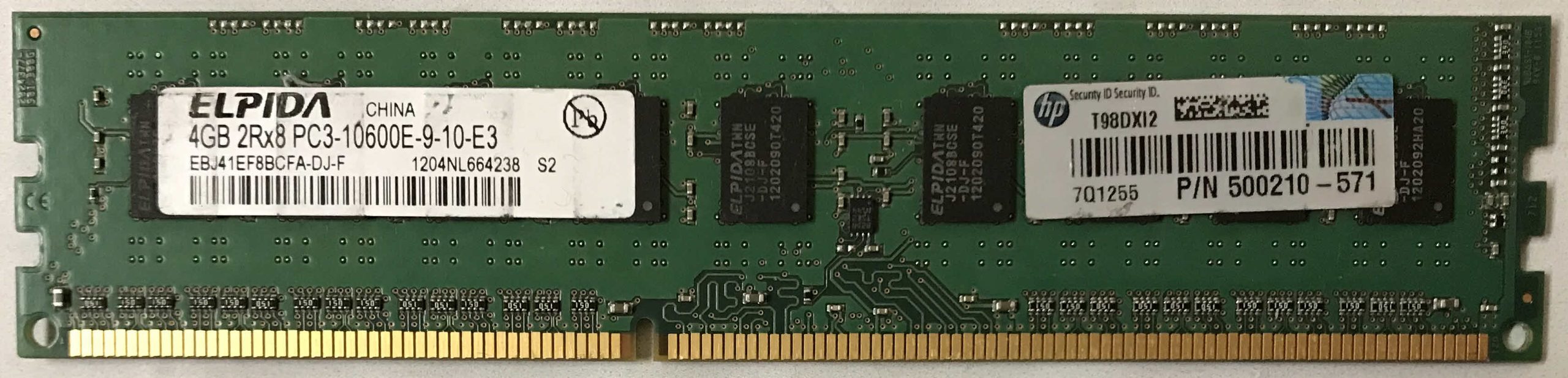 4GB 2Rx8 PC3-10600U-9-10-E3 Elpida