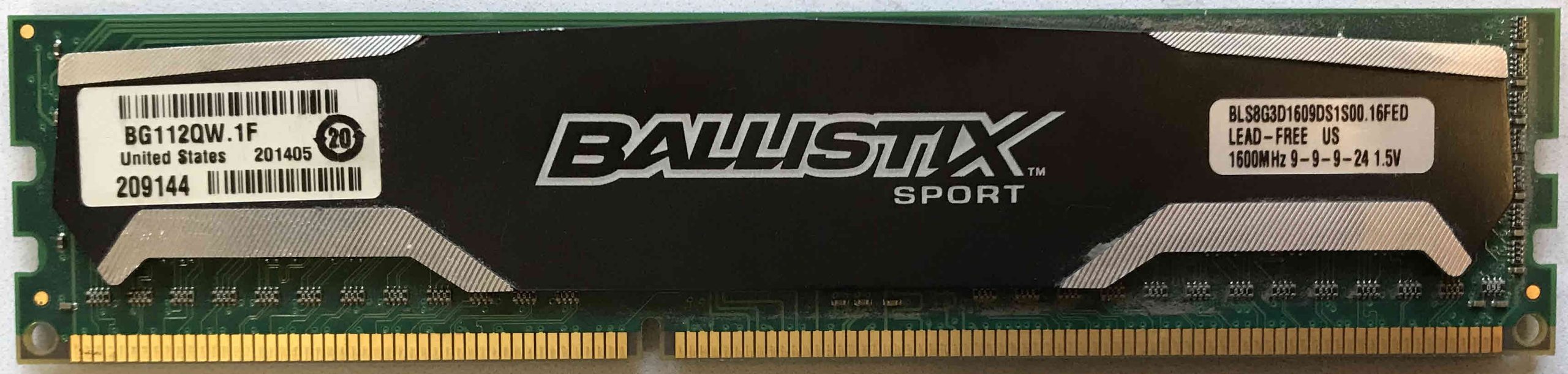 8GB PC3-12800U Crucial Ballistix Sport